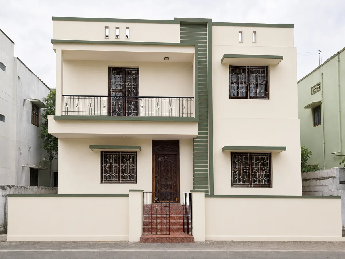 Illustrative independent house after exterior painting