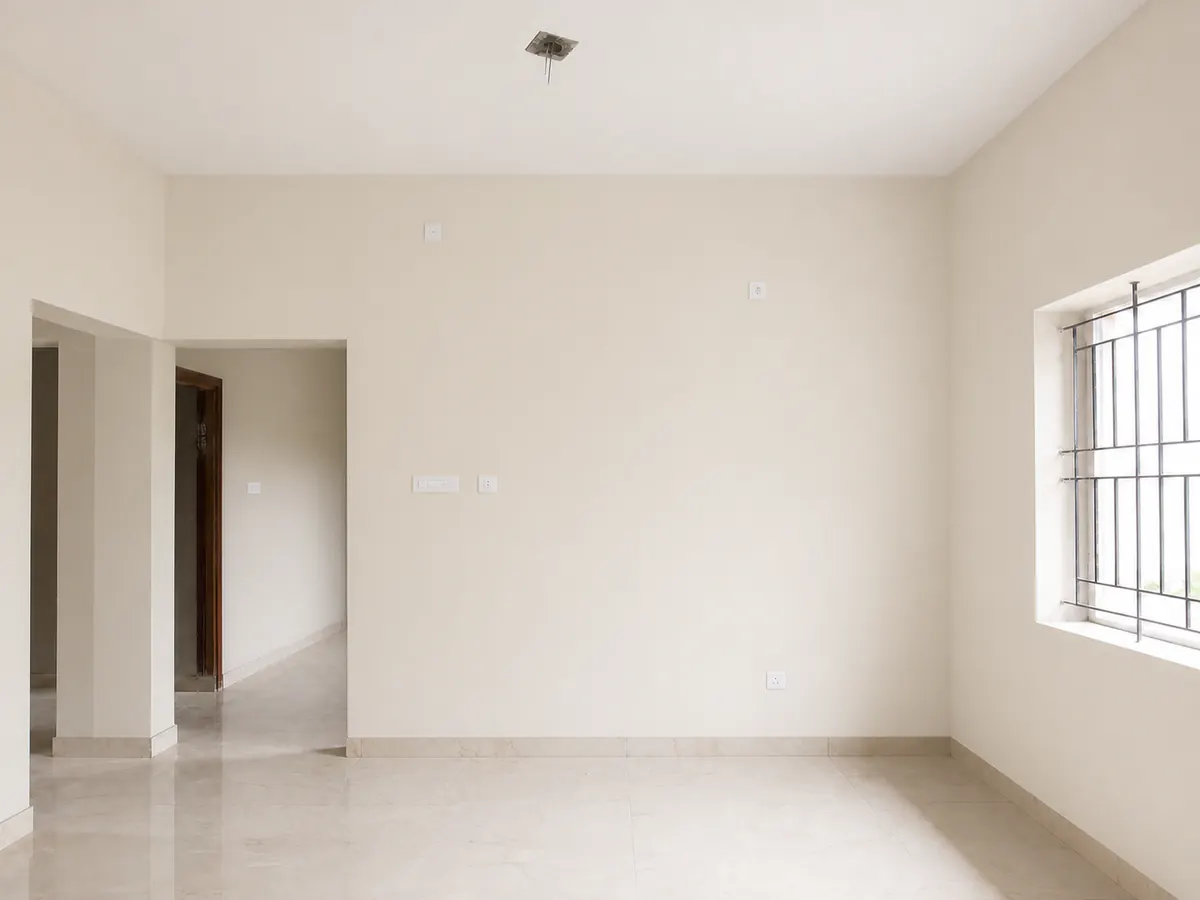 Same illustrative new home interior after putty, primer and finish painting