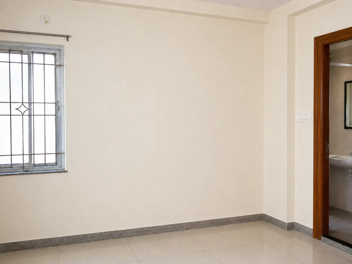 Illustrative wall after damp treatment and repainting